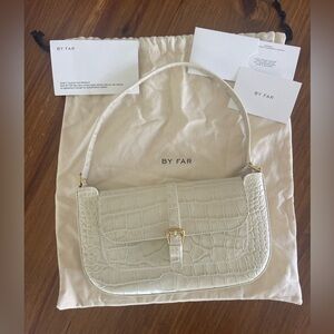 NWOT By Far Miranda Cream Croco Leather Shoulder Bag